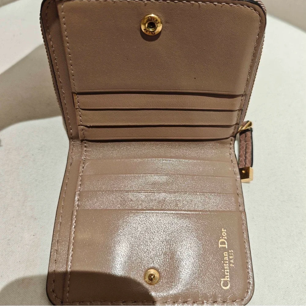 Christian Dior Light Pink Calfskin Coin and Card Holder